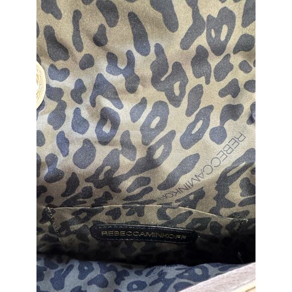 Rebecca Minkoff Tan Studded Bow Crossbody Purse Handbag Metallic Snake Chain - Picture 7 of 9